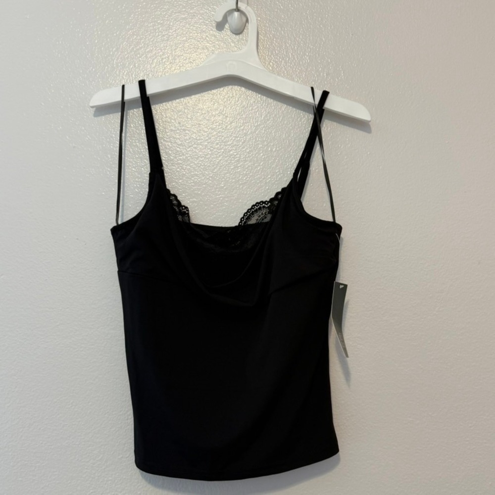 Wild Fable Womens Black Cowl Neck Lace Trim Camisole Top Small